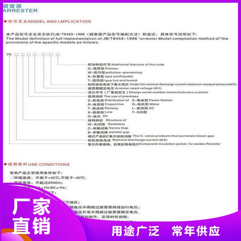 避雷器YH10W-96/238浙江羿振电气有限公司