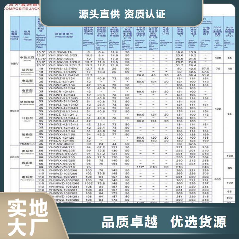 氧化锌避雷器HY10CX4-100/260J规格齐全